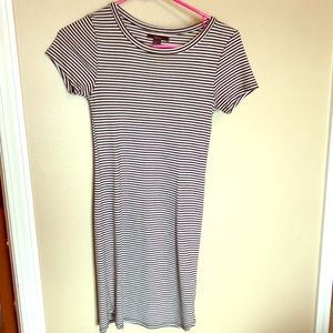 Black and White Striped Fitted Dress